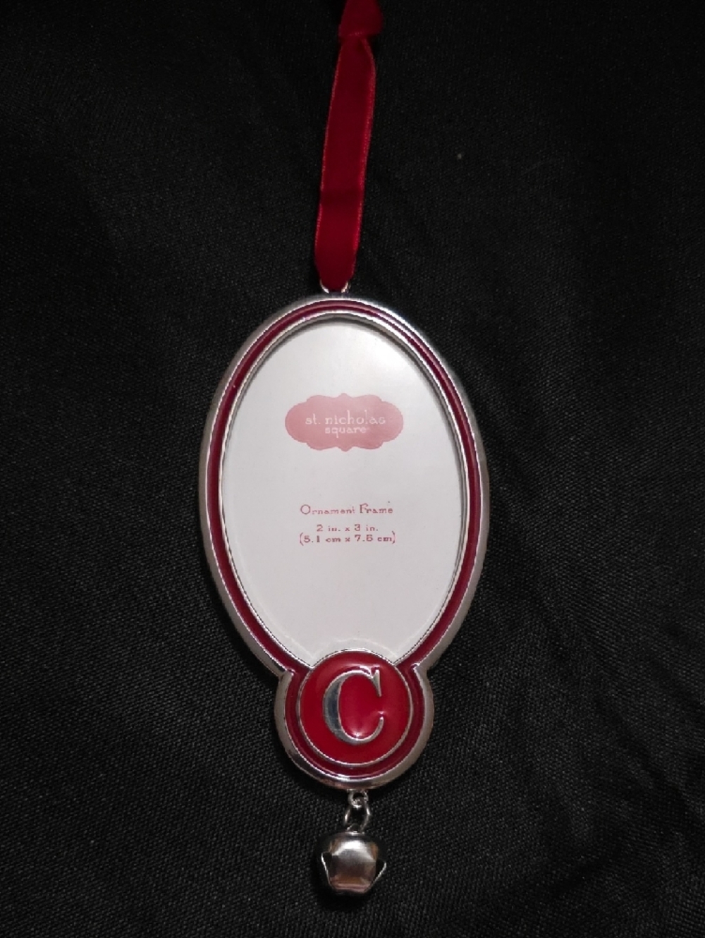 St. Nicholas Square Red and Silver Monogram C Ornament Frame